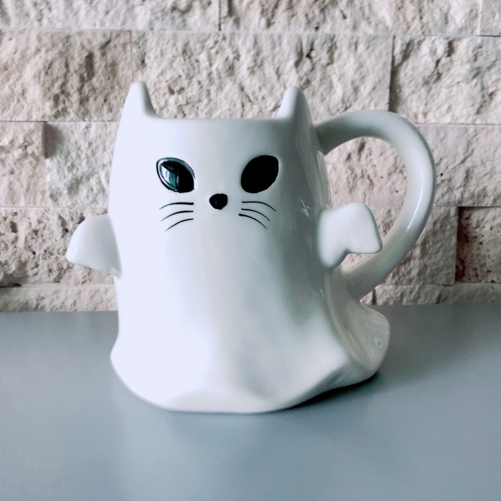 🎃 Cat ghost mug ceramic coffee tea cup Halloween decor fall holiday